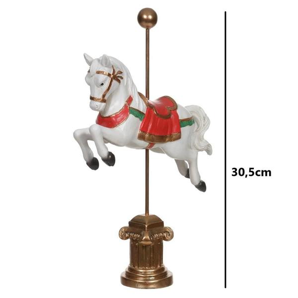 Imagem de Escultura decor cavalo carrossel natal resina 30cm florarte