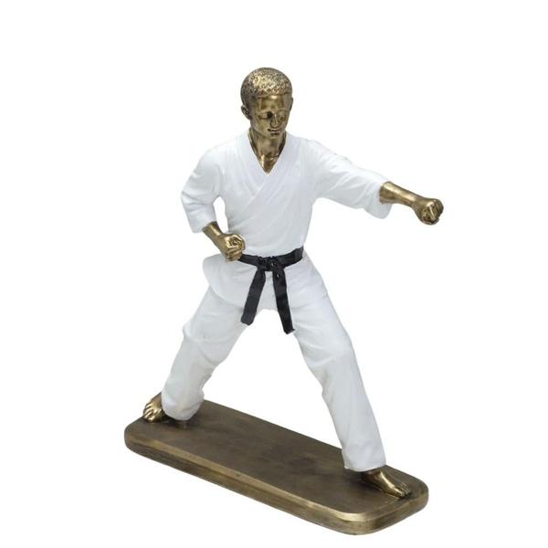 Imagem de Escultura decor lutador judo em resina branco/dour - 23,5cm