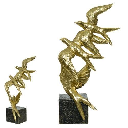 Imagem de ESCULTURA DECOR POLIRESINA PASSAROS DOURADO 33,5X17,5X9,3cm