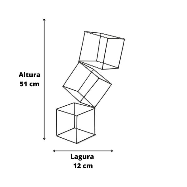 Imagem de Escultura Decoração de Ferro Quadradinho Triplo Pintura Preto