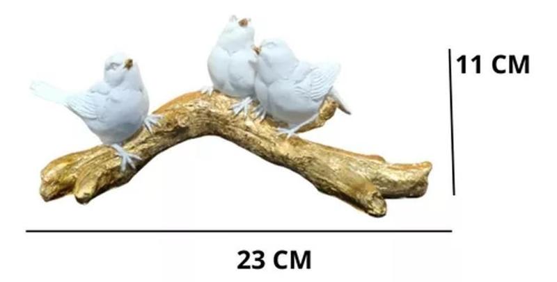 Imagem de Escultura Decorativa 3 Pássaros Branco Poliresina 23X11