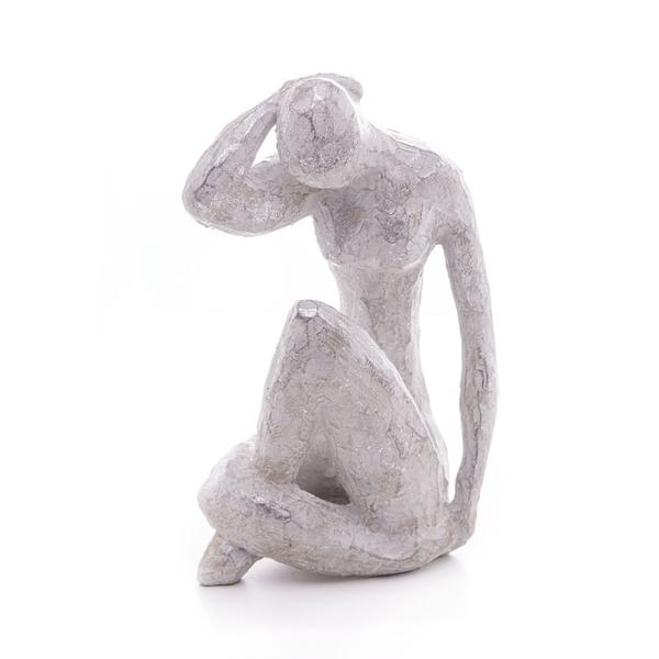 Imagem de Escultura Decorativa Alongamento em Resina Prata 21x10cm Wolff