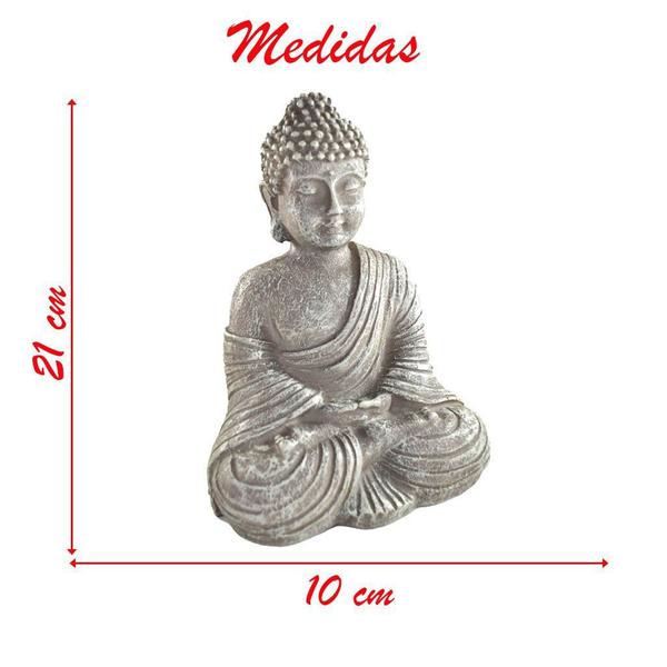 Imagem de Escultura Decorativa Buda Meditando Ornamentação Zen Resina 21cm