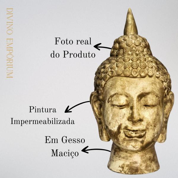 Imagem de Escultura Decorativa Busto Cabeça Buda Hindu Tibetano Rosto
