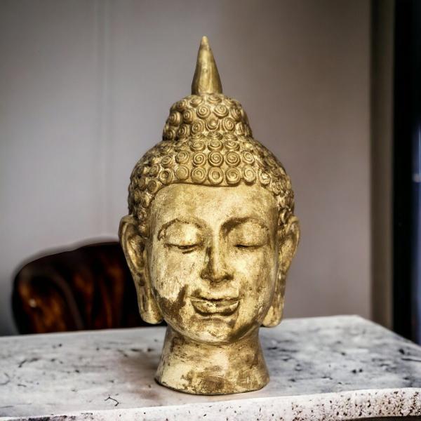 Imagem de Escultura Decorativa Busto Cabeça Buda Hindu Tibetano Rosto
