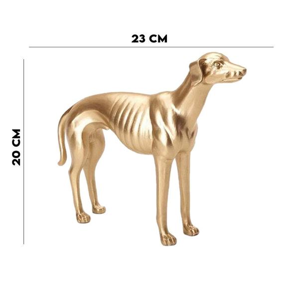 Imagem de Escultura Decorativa Cachorro Dourado Poliresina Mart 20cm