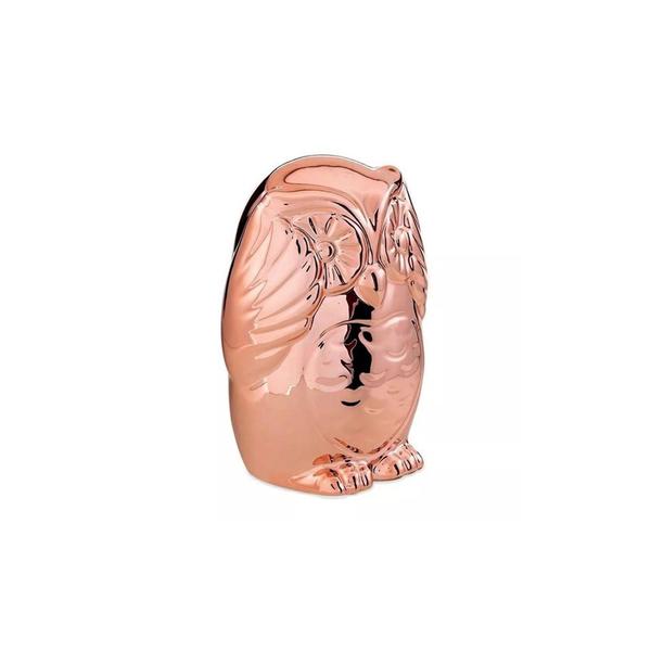 Imagem de Escultura Decorativa Coruja Sábia Rose Gold em Cerâmica 8,5cm 08651-2 Mart