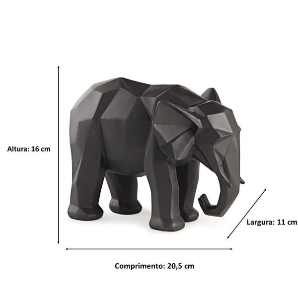 Imagem de Escultura Decorativa Elefante em Poliresina Preto 20,5x11x16cm