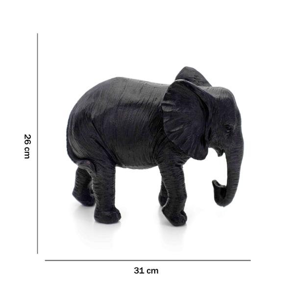 Imagem de Escultura Decorativa Elefante em Poliresina Preto 26x31x13 cm - D'Rossi