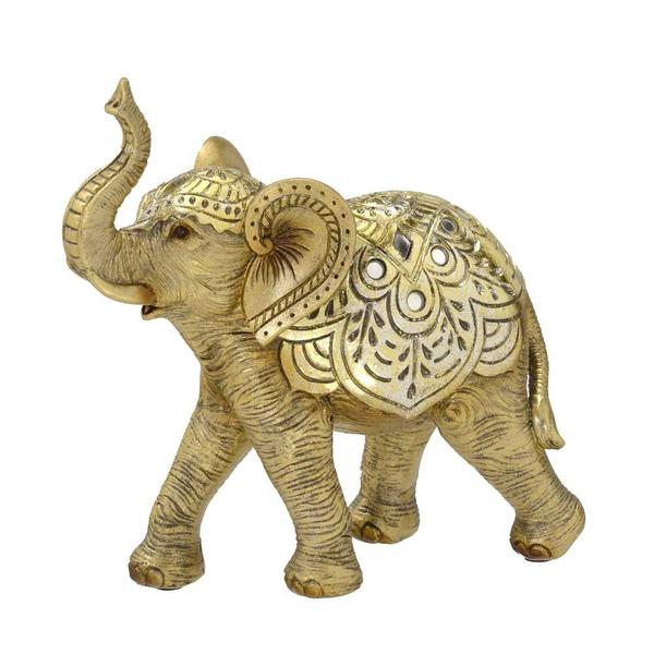 Imagem de Escultura Decorativa Elefante em Resina Dourada 18cm