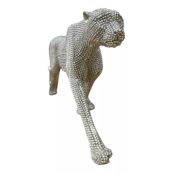 Imagem de Escultura Decorativa em Resina Leopardo Caminhando Cinza Diamond 14x31x6 cm