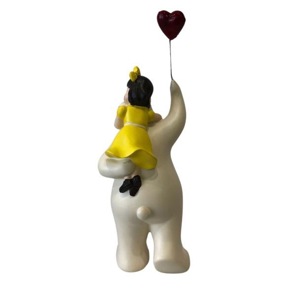 Imagem de Escultura Decorativa em Resina Urso com Menina e Balão Vermelho 29x10x09 cm