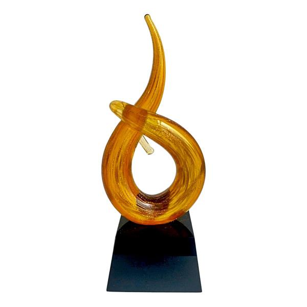 Imagem de Escultura Decorativa Fogo Murano âmbar Cristal Objeto Moderno