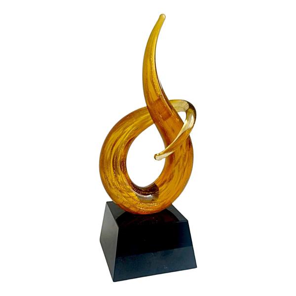 Imagem de Escultura Decorativa Fogo Murano âmbar Cristal Objeto Moderno