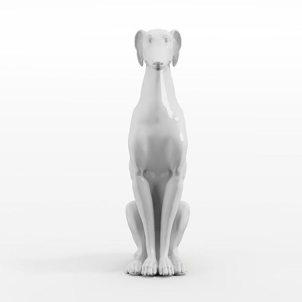 Imagem de Escultura Decorativa Galgo em Resina Maciça Branco G07 - Gran Belo