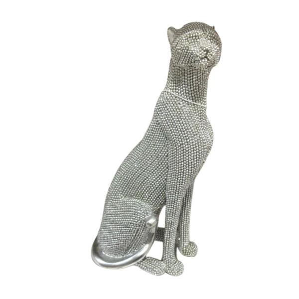 Imagem de Escultura Decorativa Leopardo Sentado em Resina Diamond 23 cm