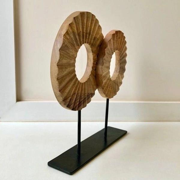 Imagem de Escultura Decorativa Madeira Duplo Circulo 32x29 cm - Espressione