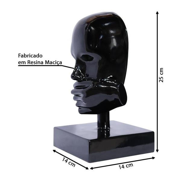 Imagem de Escultura Decorativa Mascara Rosto Silêncio Preto G07 - Gran Belo