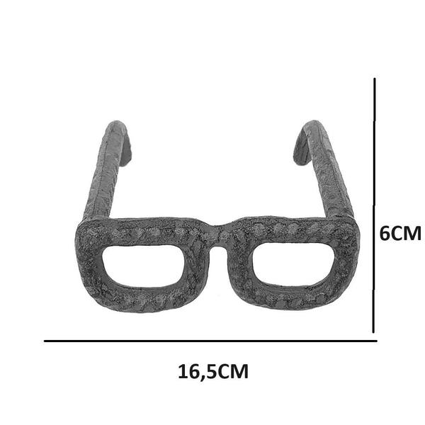 Imagem de Escultura decorativa oculos em ferro preto 16,5cm