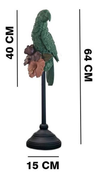 Imagem de Escultura Decorativa Papagaio Ornamental Pedestal 64X15Cm