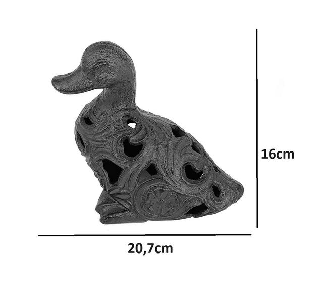 Imagem de Escultura decorativa pato em ferro preto 16cm