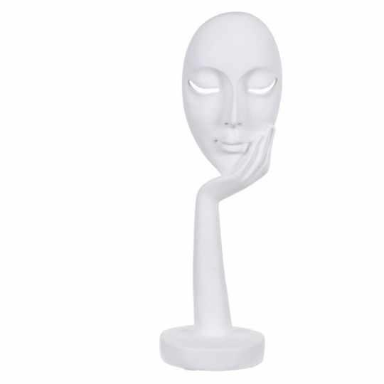 Imagem de Escultura Decorativa Rosto Poliresina Branco 36x13x11cm