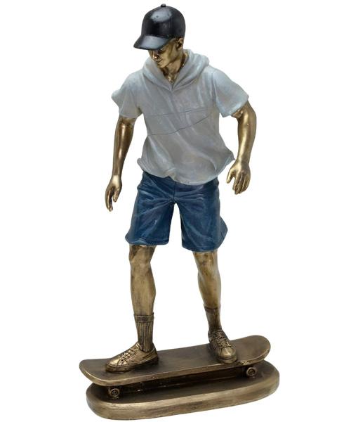 Imagem de Escultura Decorativa Skatista Skate Estatueta Em Resina 27cm