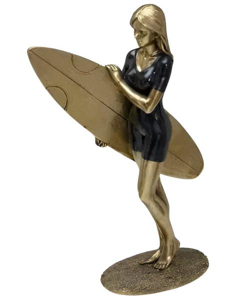 Imagem de Escultura Decorativa Surfista Prancha Resina Estatueta 24cm