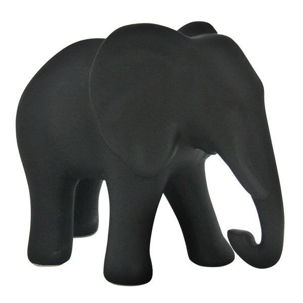 Imagem de Escultura Decorativo Elefante Cerâmico Preto 14x7,7x15,5cm Btc