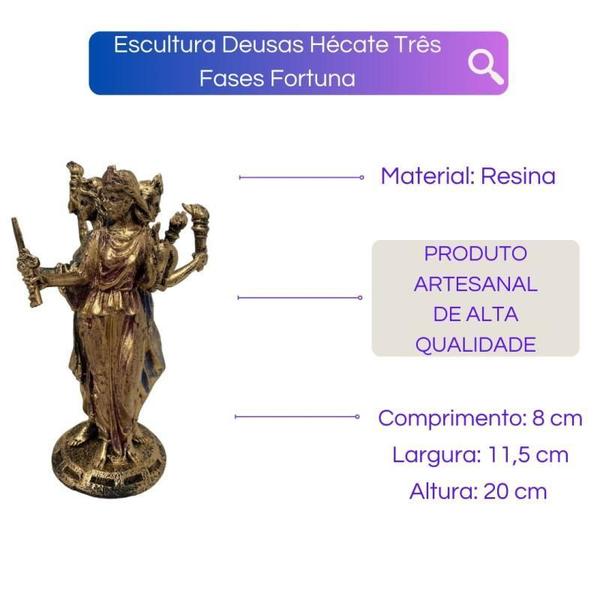 Imagem de Escultura Deusas Hécate Três Fases Fortuna 20 Cm Em Resina