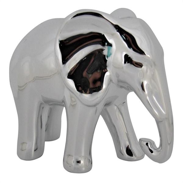 Imagem de Escultura elefante de ceramica prata