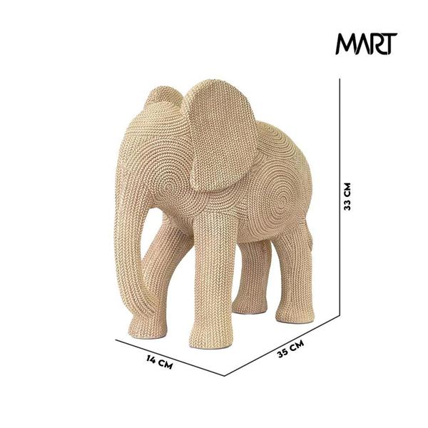 Imagem de Escultura Elefante em Poliresina Bege Detalhado 35cm Mart