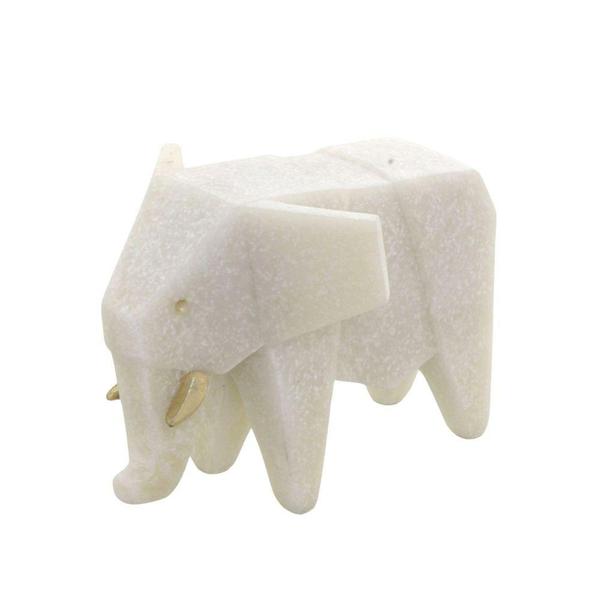 Imagem de ESCULTURA ELEFANTE GEOMETRICO DECOR EM RESINA BRANCO 11cm - Espressione