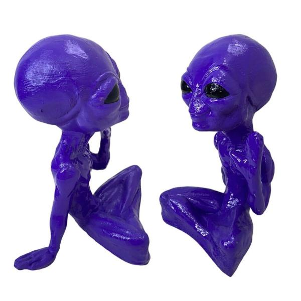 Imagem de Escultura em Resina Mini Alienígena E.T Extraterrestres  Pose Cumprimento