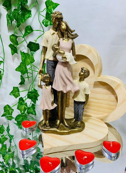 Imagem de Escultura Estátua Família Casal 3 Filhos Menino, Menina+Bebê