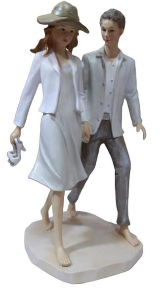 Imagem de Escultura Estatueta Casal Resina Caminhando 24Cm Verano