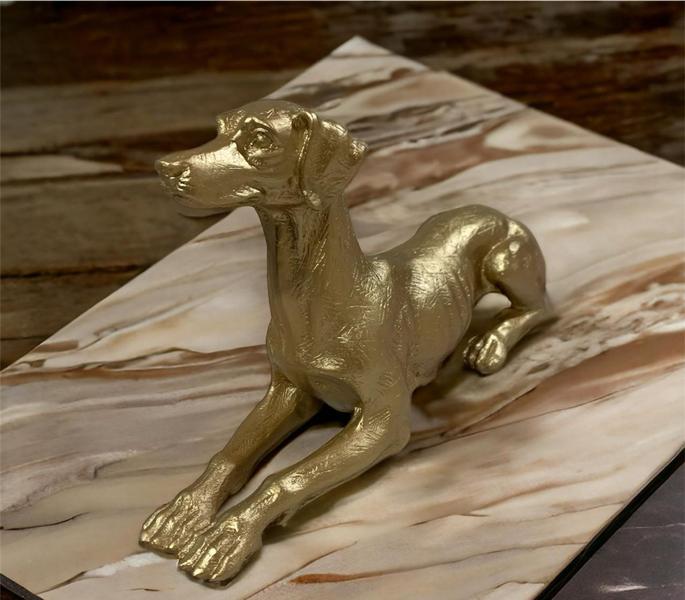 Imagem de Escultura Estatueta Dourada Cachorro Decoração Luxo Ambientes Casa e Escritório