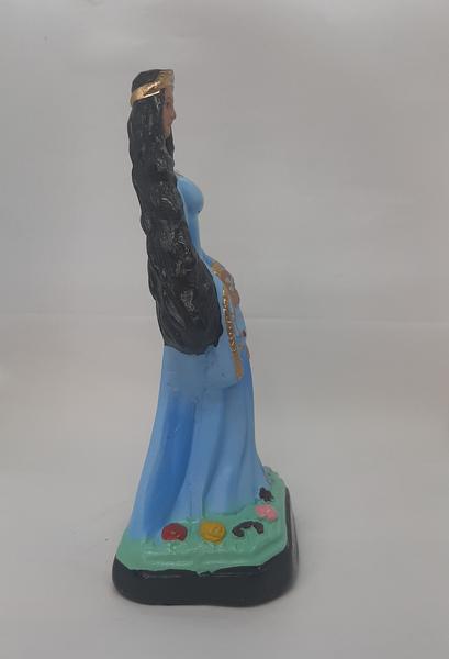 Imagem de Escultura Estatueta Imagem Estátua Em Gesso 22cm Altar Congá Orixá Iemanjá Vestido Azul E Branco Umbanda Candomblé