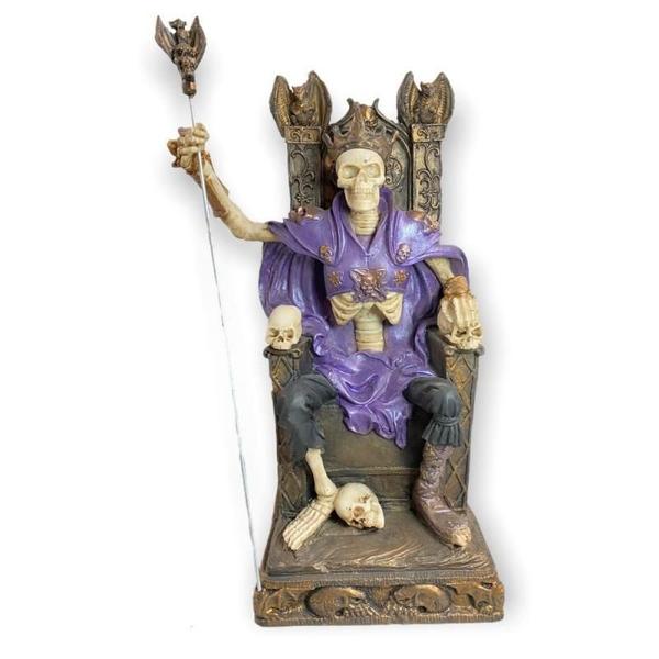 Imagem de Escultura Exu Caveira No Trono Preto Com Roxo 35Cm Em Resina