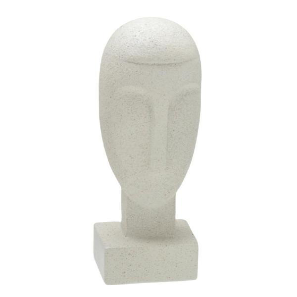 Imagem de Escultura face decorativa em resina na cor areia 25,5cm