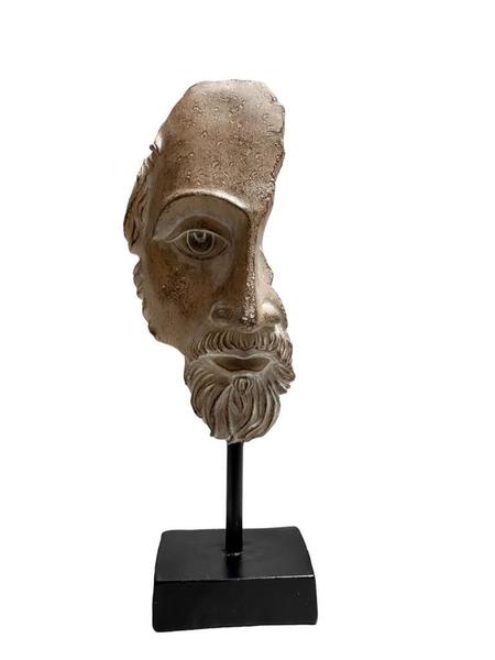 Imagem de Escultura face homem em resina com base preta