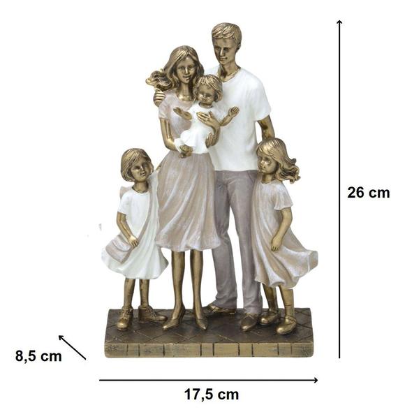 Escultura Familia Casal Com Três Filhas Irmãs Em Resina - Espressione Imagem de Escultura Familia Casal Com Três Filhas Irmãs Em Resina