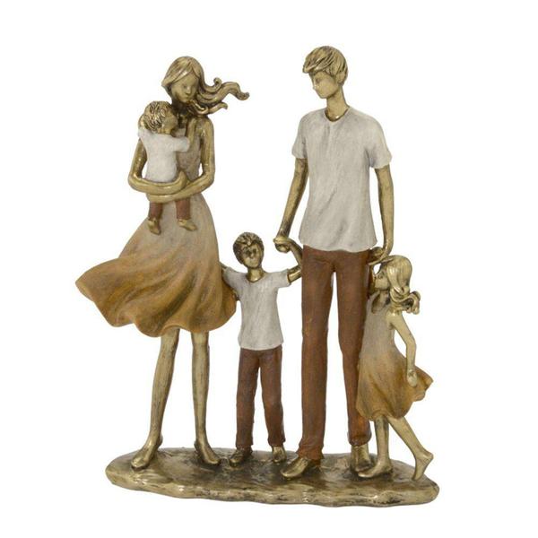 Imagem de Escultura Família Decorativa Casal Com Três Filhos - Espressione Italy