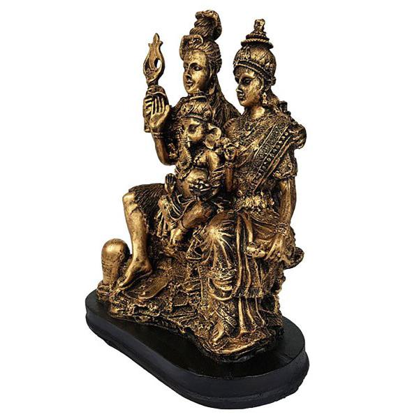Imagem de Escultura Família Hindu 27cm - Shiva, Parvati e Ganesha