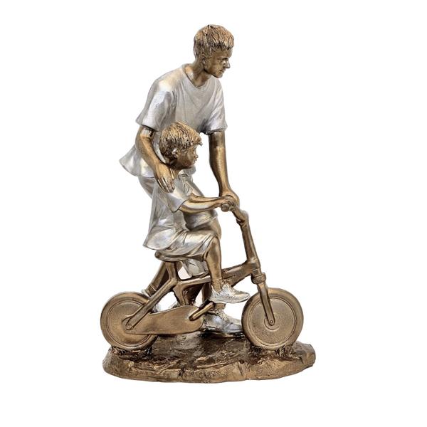 Imagem de Escultura Familia Pai Com Filho Na Bicicleta Em Resina