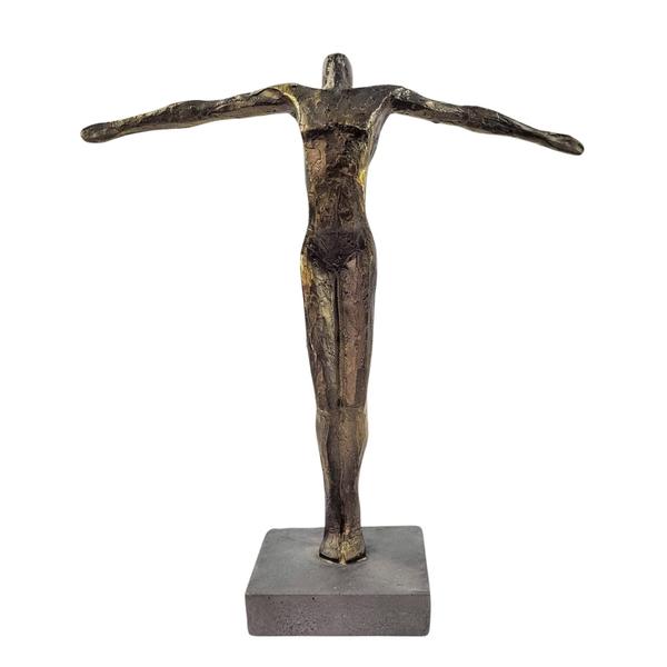 Imagem de Escultura Figura Humana Bronze Liberdade Bracos Abertos 35Cm