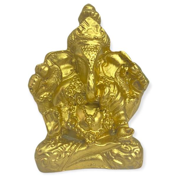 Imagem de Escultura Ganesh Meditando Indiano 6 Cm Dourado Em Resina
