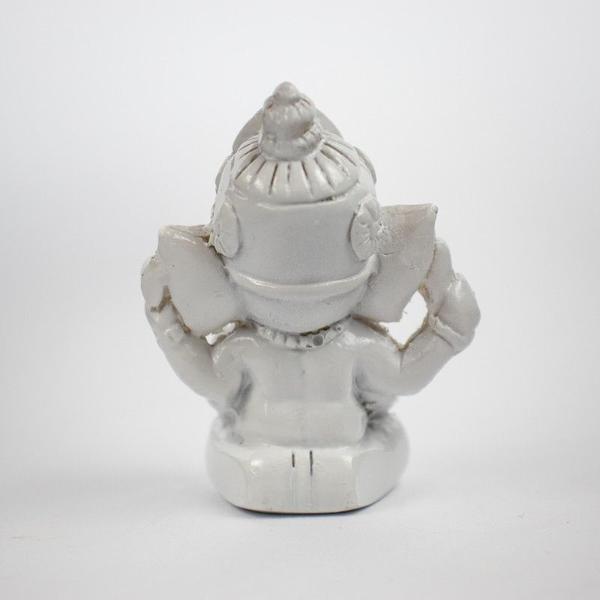 Imagem de Escultura Ganesh Meditando Sentado 5 cm Branco em Resina