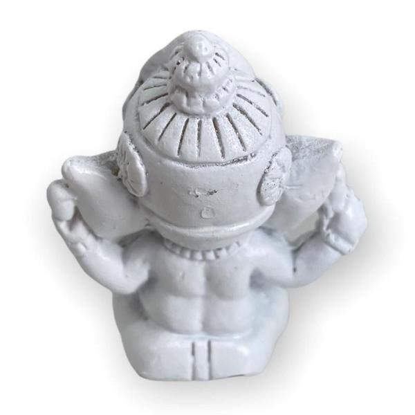 Imagem de Escultura Ganesh Meditando Sentado 5Cm Branco Em Resina