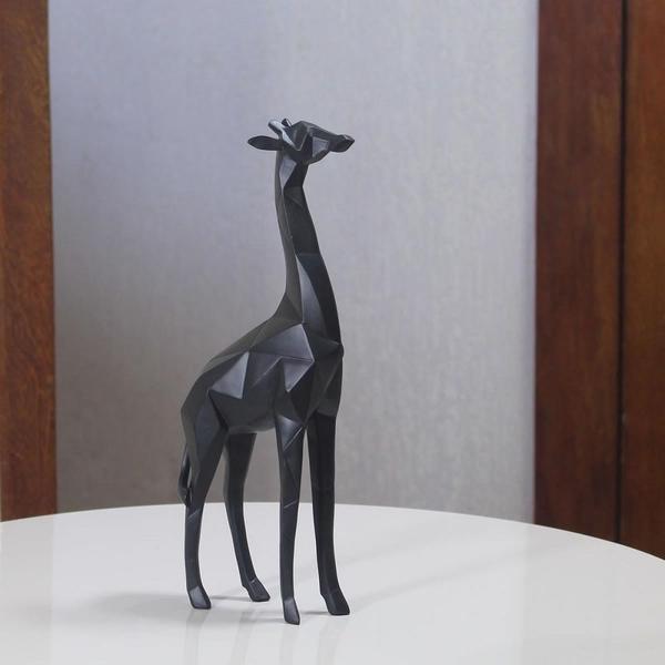 Imagem de Escultura Girafa em Poliresina Preta 38cm   - Mart